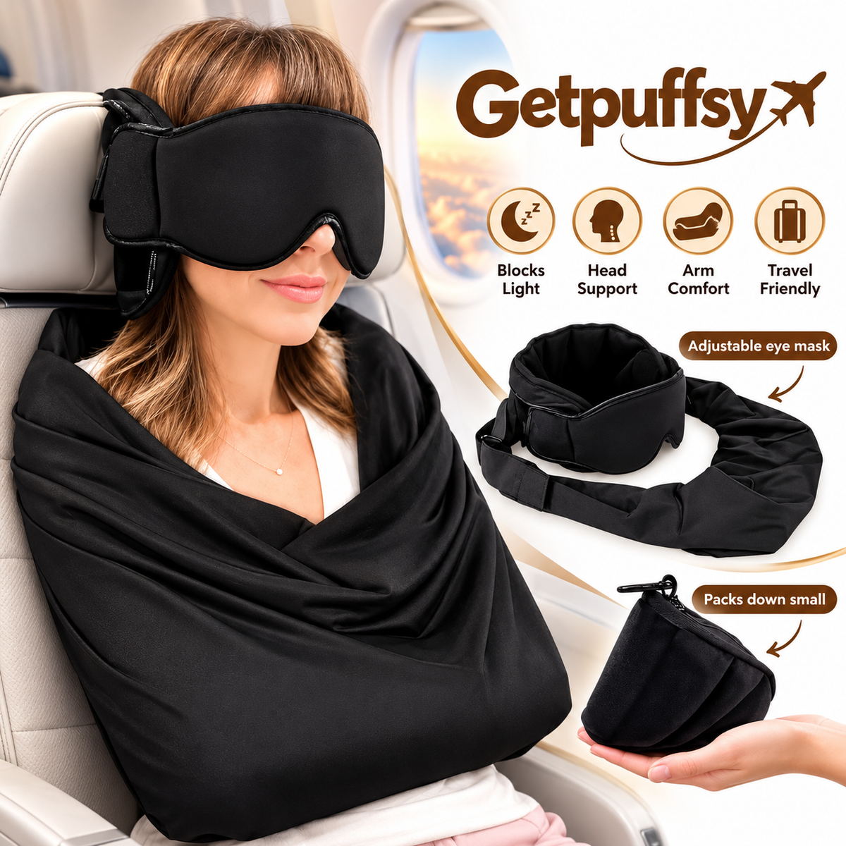 Getpuffsy 3-in-1 Travel Sleep Set
